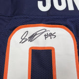 Framed Autographed/Signed Sai'vion Jones 35x39 Denver Blue Pro Cut Football Jersey Beckett BAS COA
