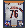 Framed Autographed/Signed Teven Jenkins 35x39 Chicago White Football Jersey Beckett BAS COA