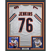 Framed Autographed/Signed Teven Jenkins 35x39 Chicago White Football Jersey Beckett BAS COA