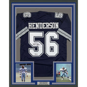 Framed Autographed/Signed Thomas Henderson 35x39 Dallas Blue Football Jersey JSA COA