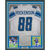Framed Autographed/Signed TJ Hockenson 35x39 Detroit White Football Jersey Beckett BAS COA