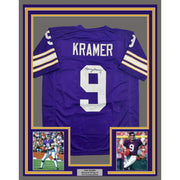Framed Autographed/Signed Tommy Kramer 35x39 Minnesota Purple Football Jersey JSA COA