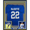 Framed Autographed/Signed Trent McDuffie 35x39 Los Angeles LA Blue Football Jersey Beckett BAS COA