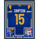 Framed Autographed/Signed Ty Simpson 35x39 Los Angeles LA Blue Football Jersey JSA COA