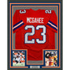 Framed Autographed/Signed Willis McGahee 35x39 Denver Retro Orange Football Jersey JSA COA
