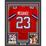 Framed Autographed/Signed Willis McGahee 35x39 Denver Retro Orange Football Jersey JSA COA