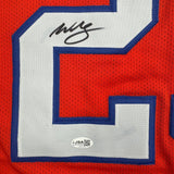 Framed Autographed/Signed Willis McGahee 35x39 Denver Retro Orange Football Jersey JSA COA