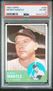 Graded 1963 Topps Mickey Mantle #200 Baseball Card PSA 6 EX-MT