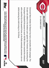 2026 Topps Now Sal Stewart #597 Black Foil /10 Rookie Slugger is 1st in MLB to 100 RBI in '26 Cincinnati Reds Rookie RC Baseball Card