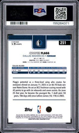 Graded 2025 Topps Chrome Cooper Flagg #251 Rookie RC Basketball Card PSA 10 Gem Mint