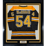Framed Autographed/Signed Adam McQuaid 35x39 Boston Black Hockey Jersey JSA COA