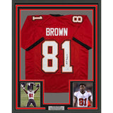 Framed Autographed/Signed Antonio Brown 35x39 Tampa Bay Red Football Jersey Beckett BAS COA