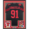 Framed Autographed/Signed Arik Armstead 35x39 San Francisco Black Football Jersey Beckett BAS COA