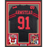 Framed Autographed/Signed Arik Armstead 35x39 San Francisco Black Football Jersey Beckett BAS COA