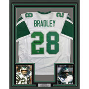 Framed Autographed/Signed Bill Bradley 35x39 Philadelphia White Football Jersey Beckett BAS COA