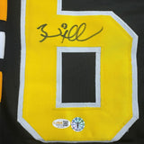 Framed Autographed/Signed Brad Marchand 35x39 Boston Black Hockey Jersey JSA COA