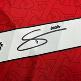 Framed Autographed/Signed Buyako Saka 35x39 Arsenal Red Soccer Futbol Jersey Beckett BAS COA