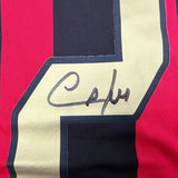 Framed Autographed/Signed Cafu 35x39 AC Milan Black/Red Soccer Futbol Jersey Beckett BAS COA