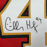 Framed Autographed/Signed Charles Haley 35x39 San Francisco Red Alternate Stat Football Jersey JSA COA