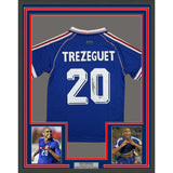 Framed Autographed/Signed David Trezeguet 35x39 France Blue Soccer Futbol Jersey Beckett BAS COA