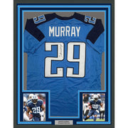 Framed Autographed/Signed Demarco Murray 35x39 Tennessee Light Blue Football Jersey JSA COA