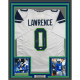 Framed Autographed/Signed Demarcus Lawrence 35x39 Seattle White Football Jersey Beckett BAS COA