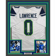 Framed Autographed/Signed Demarcus Lawrence 35x39 Seattle White Football Jersey Beckett BAS COA