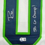 Framed Autographed/Signed Demarcus Lawrence 35x39 Seattle White Football Jersey Beckett BAS COA