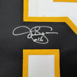 Framed Autographed/Signed Derek Sanderson 35x39 Boston White Hockey Jersey JSA COA