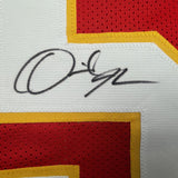 Framed Autographed/Signed Derrick Johnson 35x39 Kansas City Red Football Jersey Beckett BAS COA
