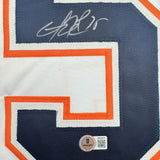 Framed Autographed/Signed Dwayne Roloson 35x39 Edmonton White Hockey Jersey Beckett BAS COA
