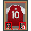 Framed Autographed/Signed Eberechi Eze 35x39 Arsenal Red Soccer Futbol Jersey Beckett BAS COA