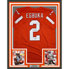 Framed Autographed/Signed Emeka Egbuka 35x39 Tampa Bay Orange Creamsicle Football Jersey Beckett BAS COA