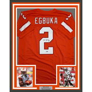 Framed Autographed/Signed Emeka Egbuka 35x39 Tampa Bay Orange Creamsicle Football Jersey Beckett BAS COA