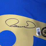 Framed Autographed/Signed Fernando Torres 35x39 Chelsea FC Blue/Gold Soccer Futbol Jersey Beckett BAS COA