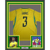 Framed Autographed/Signed Gabriel 35x39 Brazil Yellow Soccer Futbol Jersey Beckett BAS COA