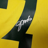 Framed Autographed/Signed Gabriel 35x39 Brazil Yellow Soccer Futbol Jersey Beckett BAS COA
