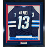 Framed Autographed/Signed Gabriel Vilardi 35x39 Winnipeg Blue Hockey Jersey Beckett BAS COA