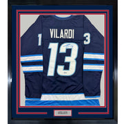 Framed Autographed/Signed Gabriel Vilardi 35x39 Winnipeg Blue Hockey Jersey Beckett BAS COA