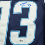 Framed Autographed/Signed Gabriel Vilardi 35x39 Winnipeg Blue Hockey Jersey Beckett BAS COA