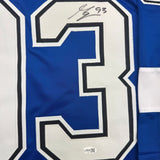 Framed Autographed/Signed Gage Goncalves 35x39 Tampa Bay Blue Hockey Jersey JSA COA