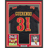 Framed Autographed/Signed Isaac Guerendo 35x39 San Francisco Black Rivalries Collection Football Jersey Beckett BAS COA