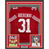 Framed Autographed/Signed Isaac Guerendo 35x39 San Francisco Red Football Jersey Beckett BAS COA