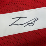 Framed Autographed/Signed Isaac Guerendo 35x39 San Francisco Red Football Jersey Beckett BAS COA