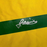 Framed Autographed/Signed Jairzinho 35x39 Brazil Yellow Soccer Futbol Jersey Beckett BAS COA
