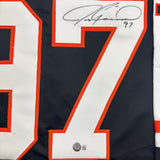 Framed Autographed/Signed Jeremy Roenick 35x39 Philadelphia Black Hockey Jersey Beckett BAS COA