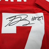 Framed Autographed/Signed Ji'Ayir Brown 35x39 San Francisco Red Football Jersey Beckett BAS COA
