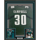 Framed Autographed/Signed Jihaad Campbell 35x39 Philadelphia Green Football Jersey Beckett BAS COA