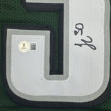 Framed Autographed/Signed Jihaad Campbell 35x39 Philadelphia Green Football Jersey Beckett BAS COA