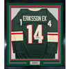 Framed Autographed/Signed Joel Eriksson Ek 35x39 Minnesota Green Hockey Jersey Beckett BAS COA
